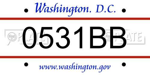 0531BB District Of Columbia License Plate