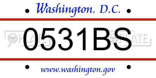 0531BS District Of Columbia License Plate