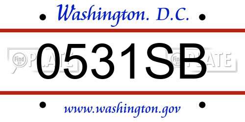 0531SB District Of Columbia License Plate