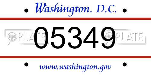 05349 District Of Columbia License Plate