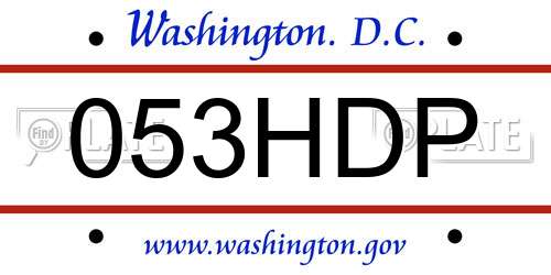053HDP District Of Columbia License Plate