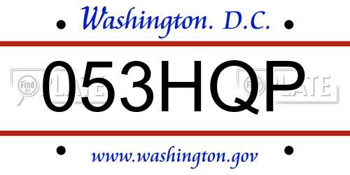 053HQP District Of Columbia License Plate