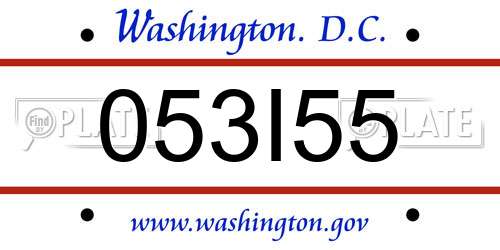 053I55 District Of Columbia License Plate