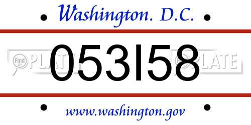 053I58 District Of Columbia License Plate