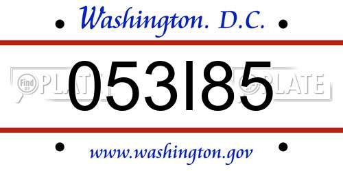 053I85 District Of Columbia License Plate