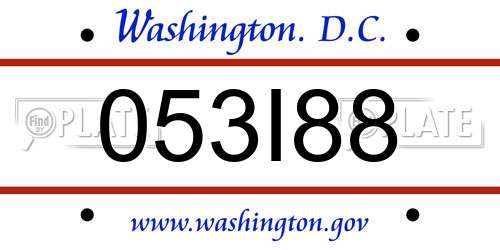053I88 District Of Columbia License Plate