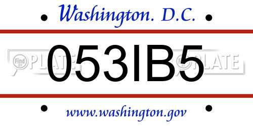 053IB5 District Of Columbia License Plate