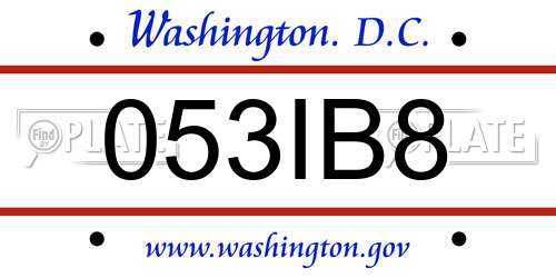 053IB8 District Of Columbia License Plate