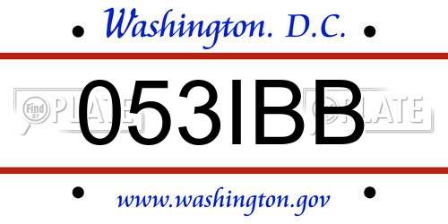 053IBB District Of Columbia License Plate