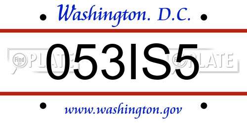 053IS5 District Of Columbia License Plate