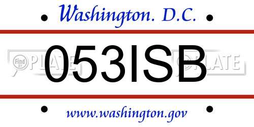 053ISB District Of Columbia License Plate