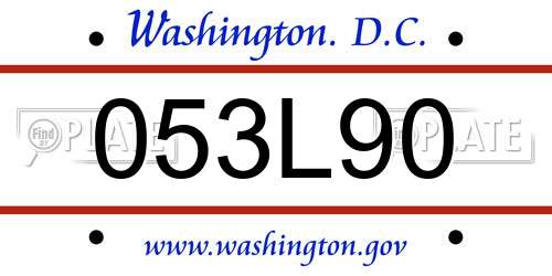 053L90 District Of Columbia License Plate