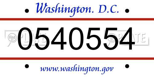 0540554 District Of Columbia License Plate