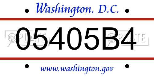 05405B4 District Of Columbia License Plate