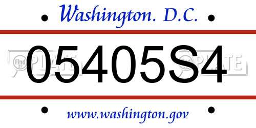 05405S4 District Of Columbia License Plate