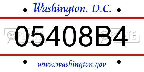 05408B4 District Of Columbia License Plate