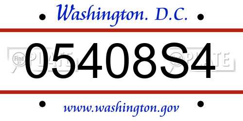 05408S4 District Of Columbia License Plate
