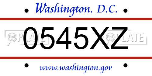 0545XZ District Of Columbia License Plate