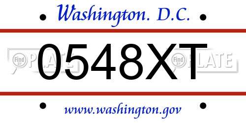 0548XT District Of Columbia License Plate