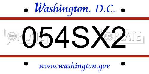 054SX2 District Of Columbia License Plate