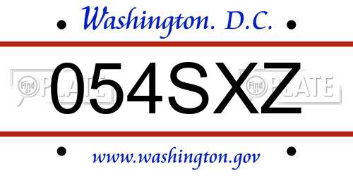 054SXZ District Of Columbia License Plate