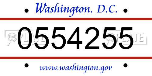 0554255 District Of Columbia License Plate