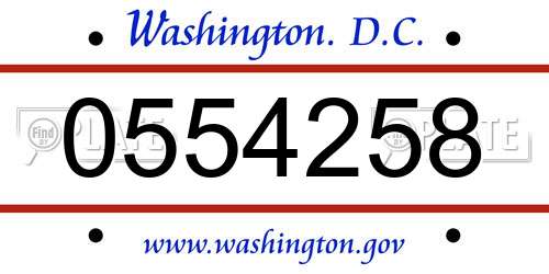 0554258 District Of Columbia License Plate