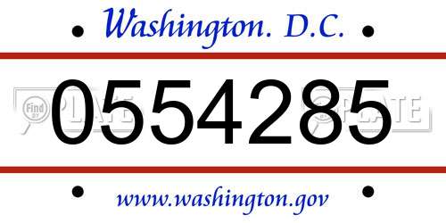 0554285 District Of Columbia License Plate