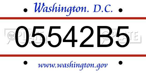 05542B5 District Of Columbia License Plate