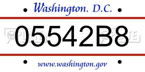 05542B8 District Of Columbia License Plate