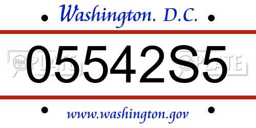 05542S5 District Of Columbia License Plate