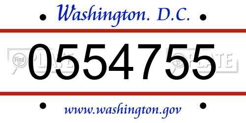 0554755 District Of Columbia License Plate