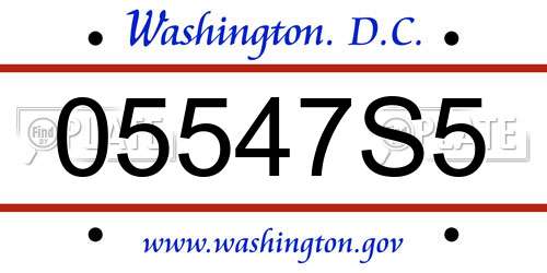05547S5 District Of Columbia License Plate