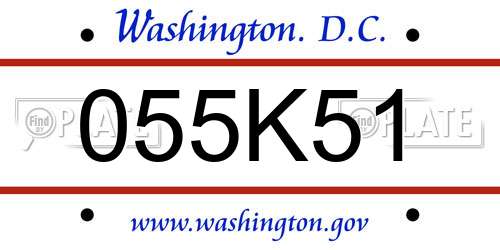 055K51 District Of Columbia License Plate