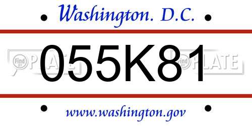055K81 District Of Columbia License Plate