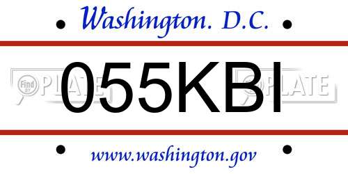 055KBI District Of Columbia License Plate
