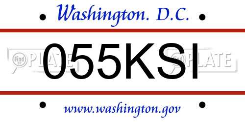 055KSI District Of Columbia License Plate