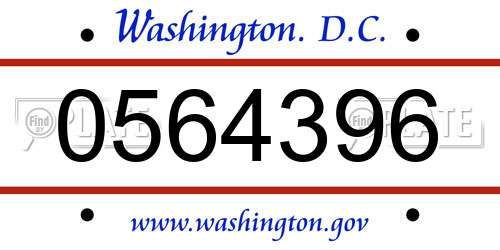 0564396 District Of Columbia License Plate