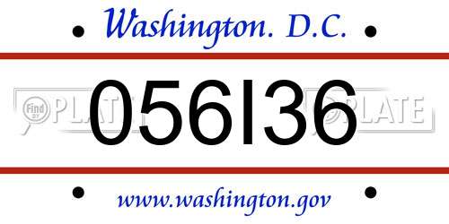 056I36 District Of Columbia License Plate