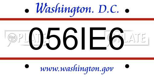 056IE6 District Of Columbia License Plate