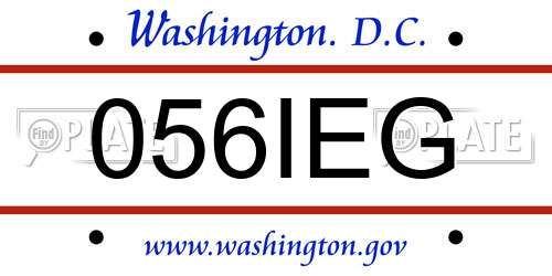 056IEG District Of Columbia License Plate