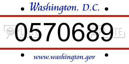0570689 District Of Columbia License Plate