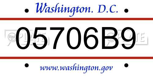 05706B9 District Of Columbia License Plate