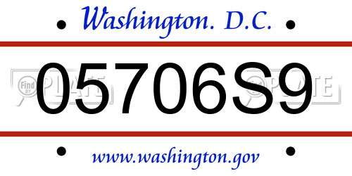 05706S9 District Of Columbia License Plate