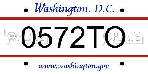 0572TO District Of Columbia License Plate