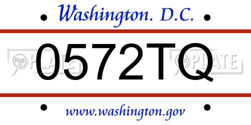 0572TQ District Of Columbia License Plate