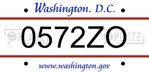 0572ZO District Of Columbia License Plate