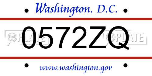 0572ZQ District Of Columbia License Plate