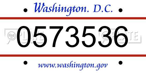 0573536 District Of Columbia License Plate