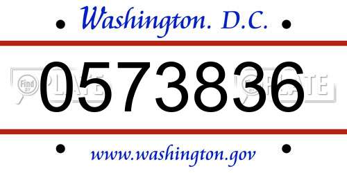 0573836 District Of Columbia License Plate